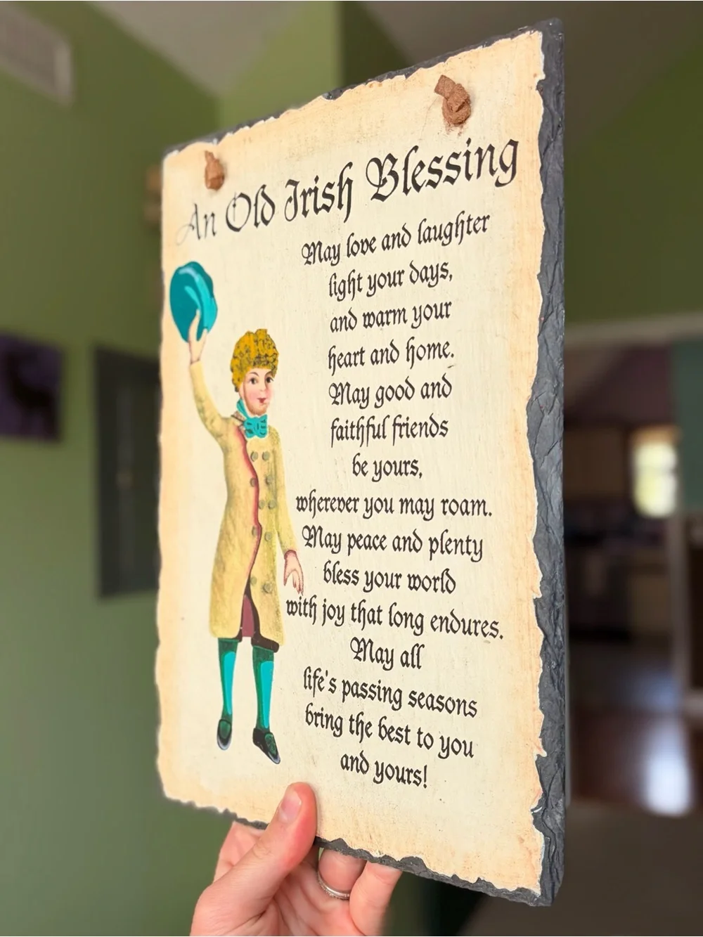 An Old Irish Blessing Wall Plaque - Cream with Teal Accents